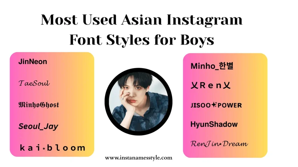 Most Used Asian Instagram Name Style for Boys